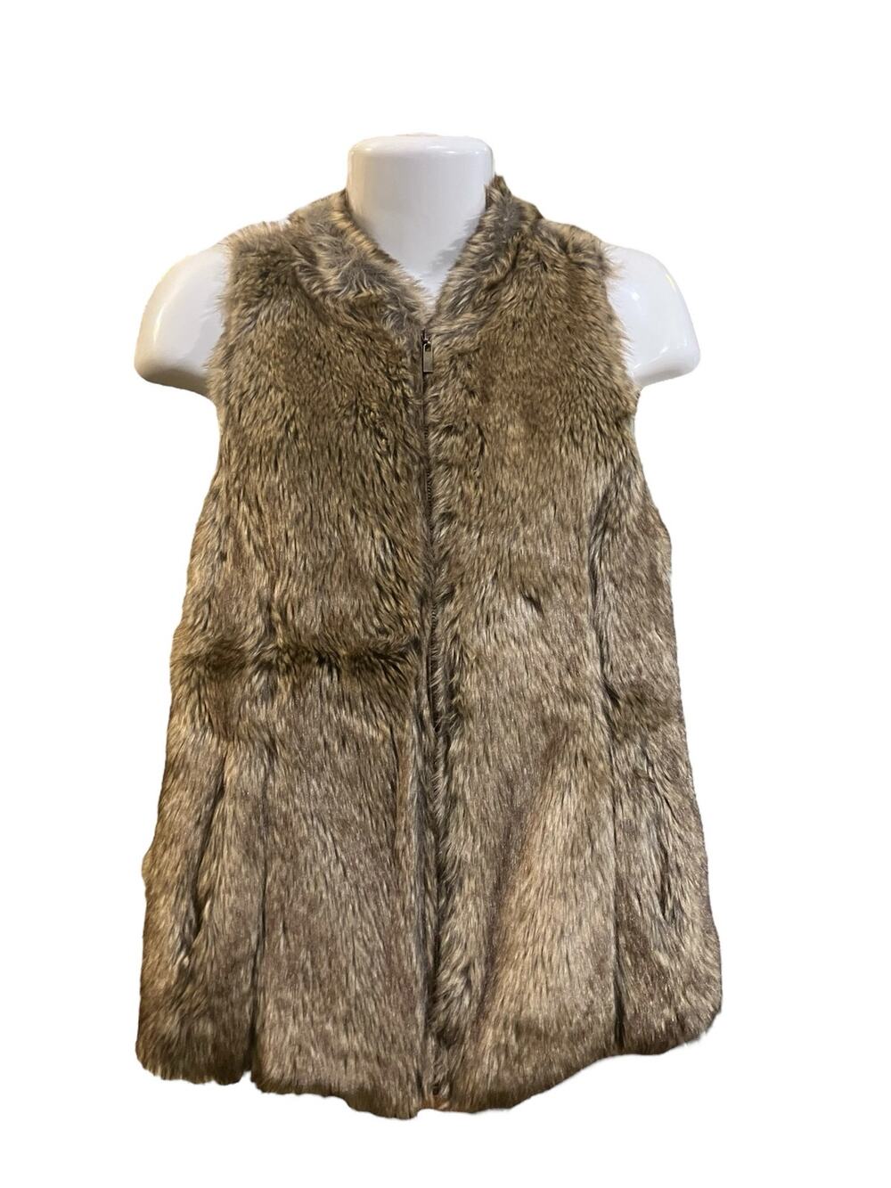 Maurices Women's Brown Full Zip Faux Fur Vest W/ Sweater Knit Backing | Size M